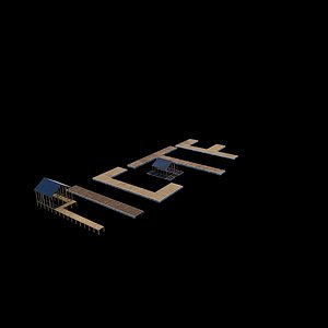 7 set of scaffolding tower Industrial stair floating doc 3D model