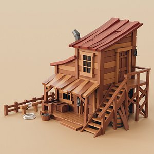 Lowpoly Wild West House 01 3D