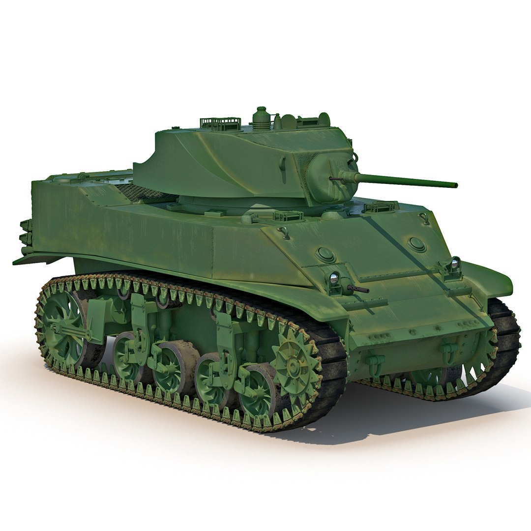 M5A1 Stuart Light WWII US Tank 3D Model 3D model preview