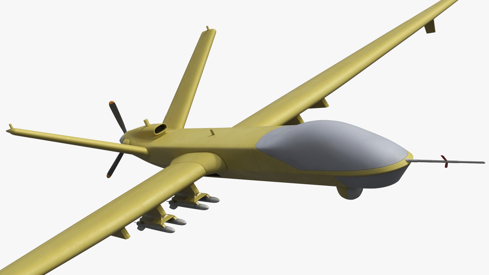 Long Endurance Military UAV Aircraft Yellow Rigged 3D model preview