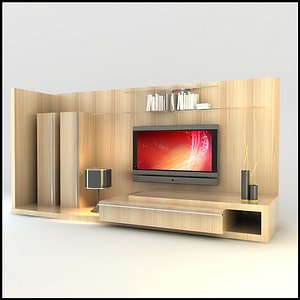 modern tv wall unit obj
