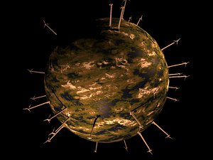 Wind turbine planet diorama - see notes