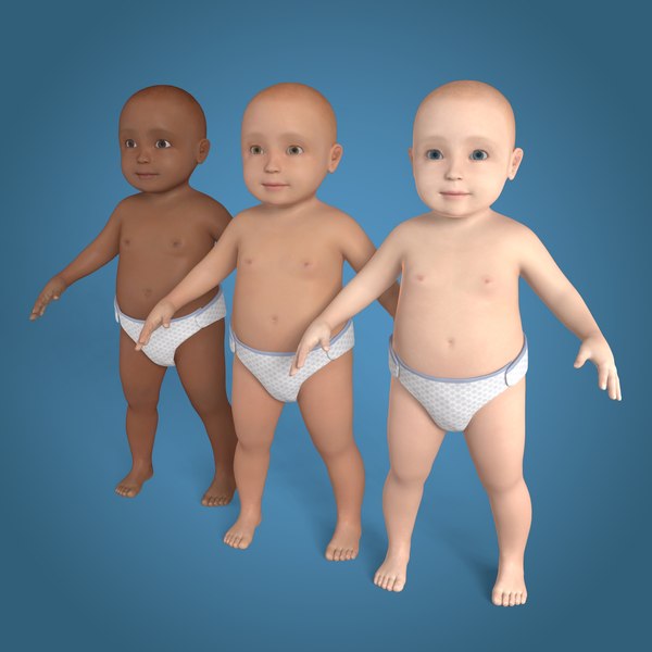 3D Модель Baby Girl - Baby Boy - 3 Skin Textures - TurboSquid 1939290