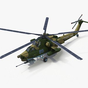 Combat Helicopter Mi-28 Rigged for Cinema 4D 3D model