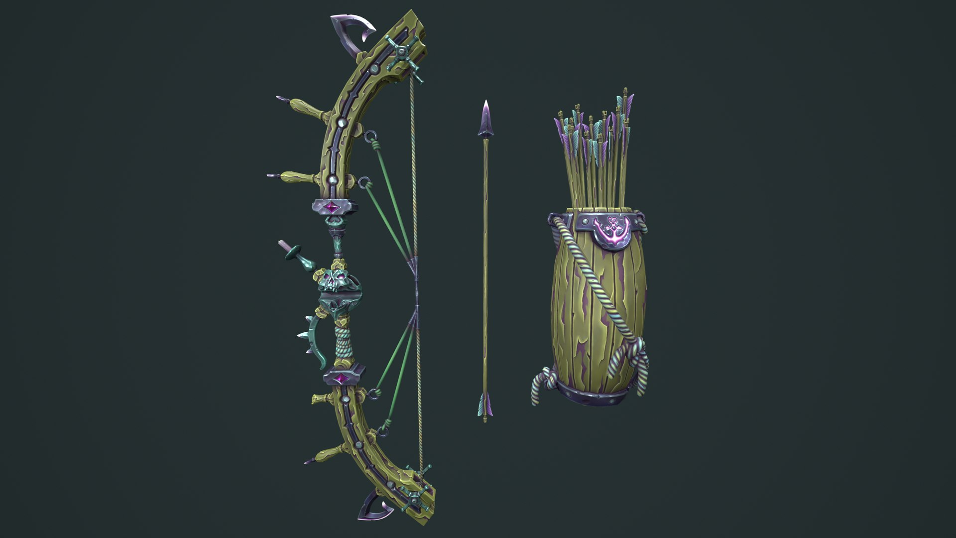 3D Pirate bow quiver arrow https://p.turbosquid.com/ts-thumb/9r/jLTslM/UV/5/png/1760358212/1920x1080/fit_q87/1c5cd5c32f5d42eba1fe3970876c05e2361d5d7e/5.jpg