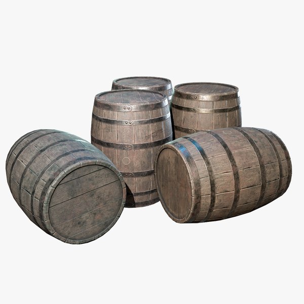 3D prop old wood barrel model