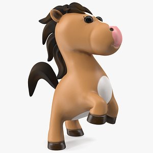Brown Cartoon Horse Jumping Pose