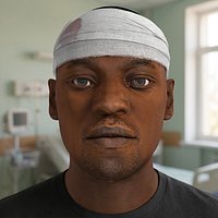 Trauma Head Bandage with Blood Stain