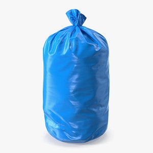Tied Closed Big Blue Trash Bag 3D model