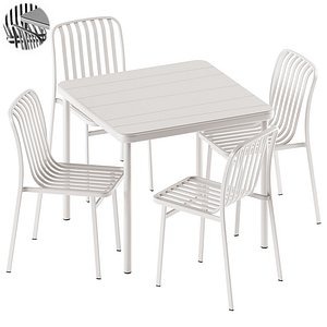 BANGI Square Table and KANO Stackable steel Chair by BABEL D