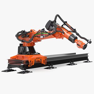 3D Ultra Robot Arm KUKA KR FORTEC On Skids KL 5000 Rigged