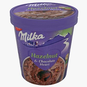 3D ice cream Milka Hazelnut and Chocolate Heart