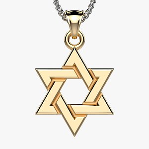David Star Gold Pendant Free 3D model