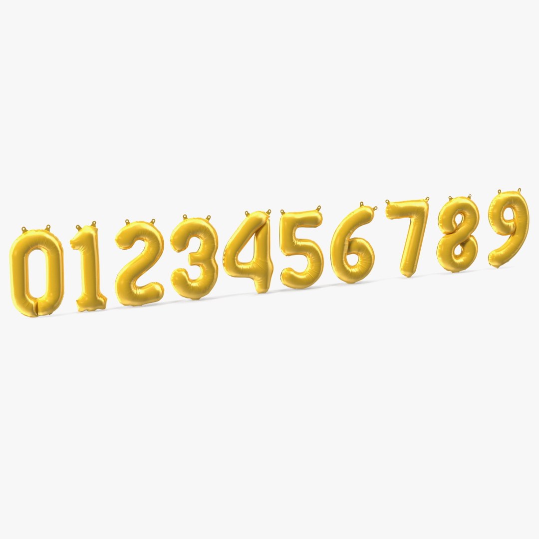 Balloon Numbers Set Gold 3D model preview