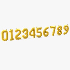 3D Balloon Numbers Set Gold model