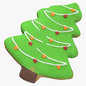 3D Christmas Tree Gingerbread Cookie 01 Bitten model