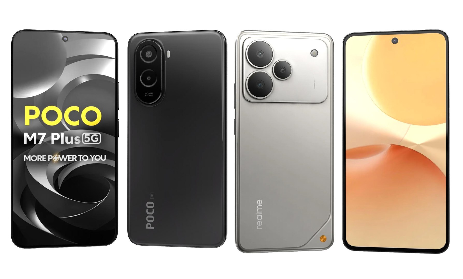 Realme P4 Steel Gray And Xiaomi Poco M7 Plus 5G Black 3D Model ...