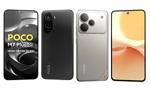 Realme P4 Steel Gray And Xiaomi Poco M7 Plus 5G Black 3D model