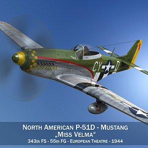 3D north american p-51d -