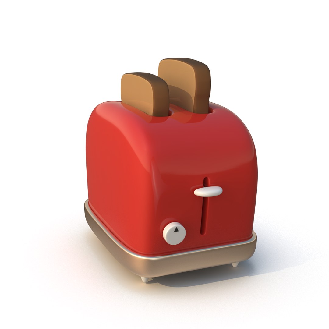 3D Cartoon Toaster Toast Model - TurboSquid 1163594