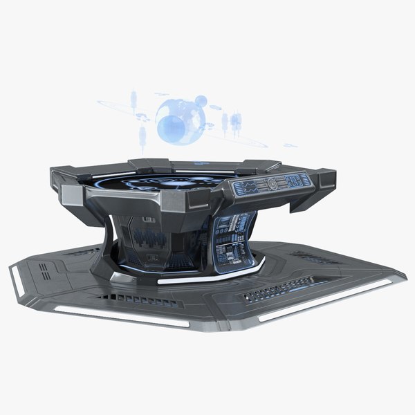 Grey Sci-fi Command Center Table 3D model