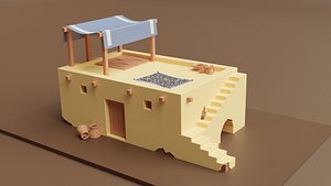 LowPoly 3D Model of a Ancient Mesopotamian House 3D model