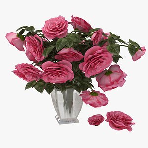pink rose 3d obj