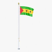 Sao Tome and Principe Flag Stand Pole Animated Loop