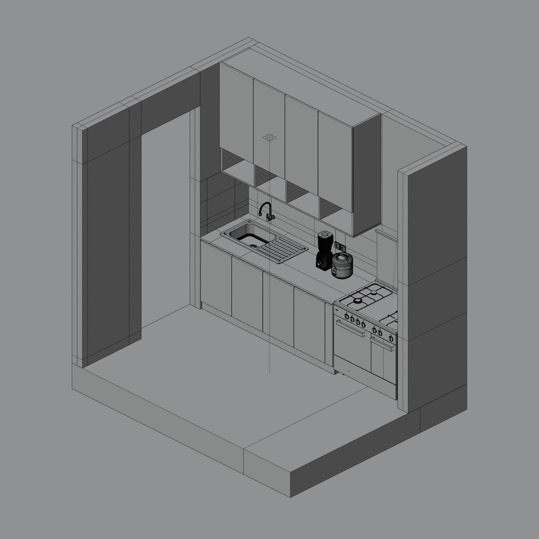 Kitchen Isometric Interior 3D Render Illustration 3D - TurboSquid 2229557