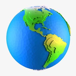 Cartoon low poly stylized Earth 3D model