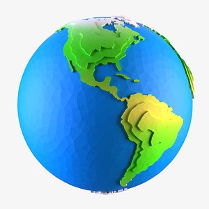 Cartoon low poly stylized Earth