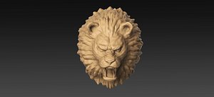 3D lion head sculpture model