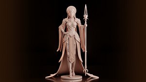 3D Celestial Spear Warrior Valkyrie STL 3D Printable Fantasy Heroine Miniature