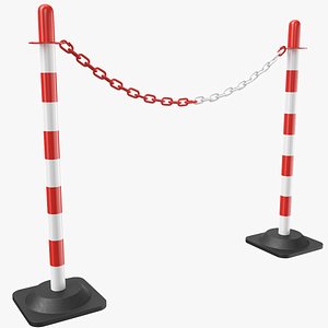 3D parking barrier posts chain