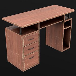 3D Old Computer Desk Game Ready PBR