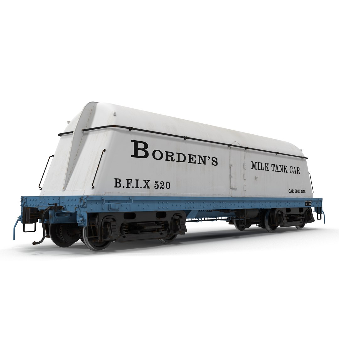 Bordens Milk Tank Car 3D Model 3D model preview