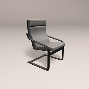 3D modern black wooden chair