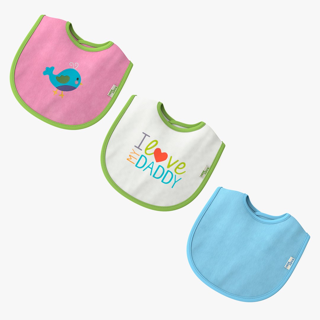 Baby Bibs Collection 3D model preview