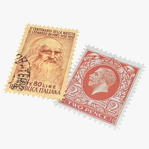Historic Portrait Stamp Set Leonardo da Vinci and King George