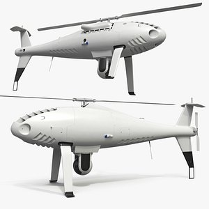 VTOL Drone with Surveillance Module White Rigged for Cinema 4D