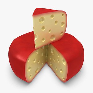 3d model gouda cheese wheel red