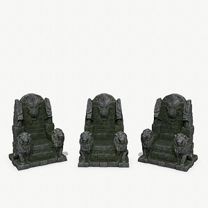 Lion Stone Throne 1 3D model