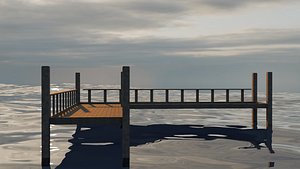 3D Wooden Pier Low Poly model