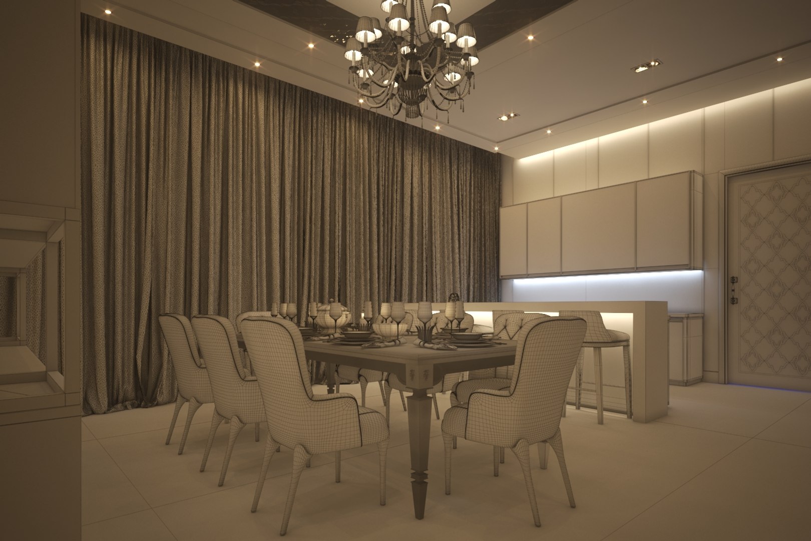 3D Living Dining Room Model - TurboSquid 1375622
