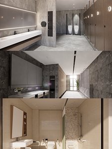 Public Bathroom Interior Scene -B7 3D model