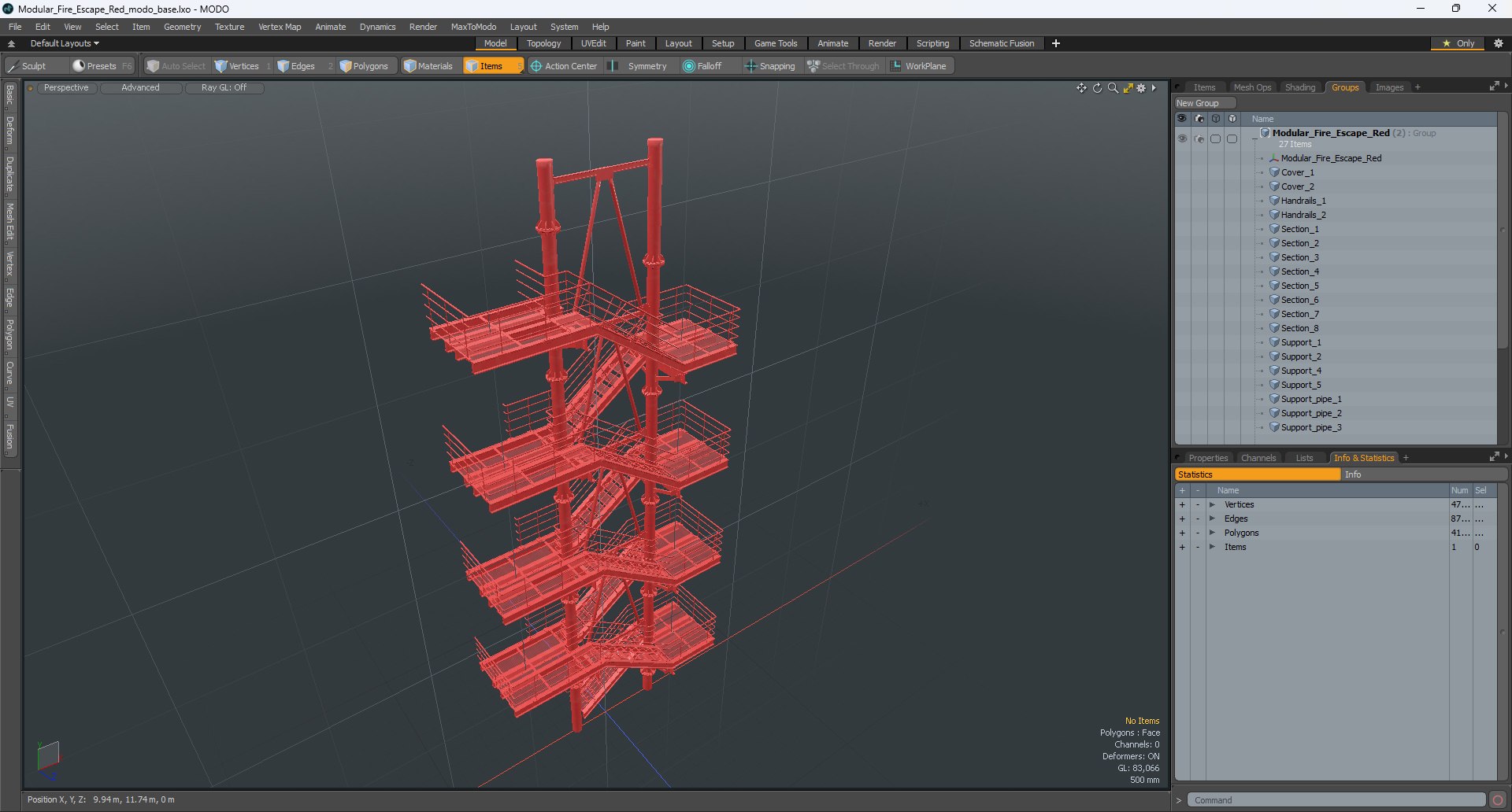 Modular Fire Escape Red 3D Model - TurboSquid 2276076