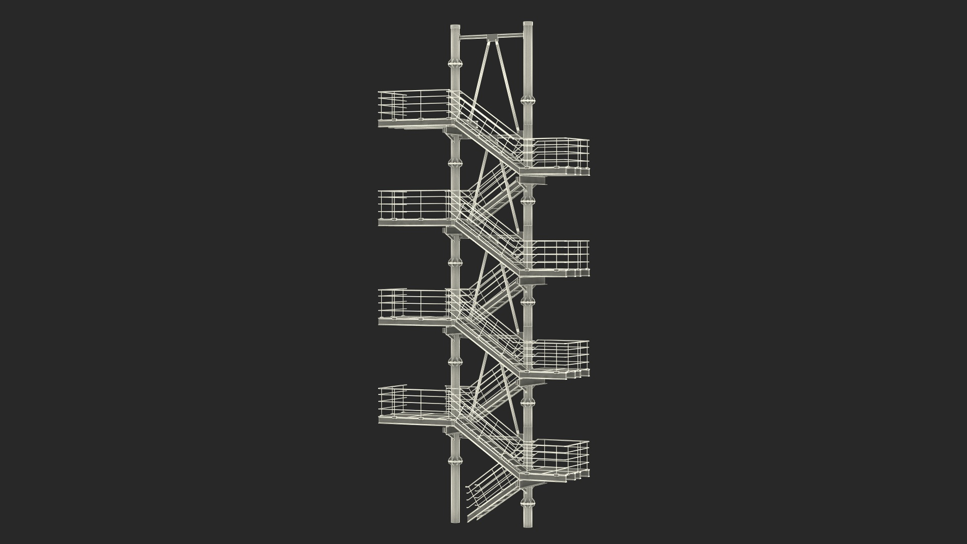 Modular Fire Escape Red 3D Model - TurboSquid 2276076