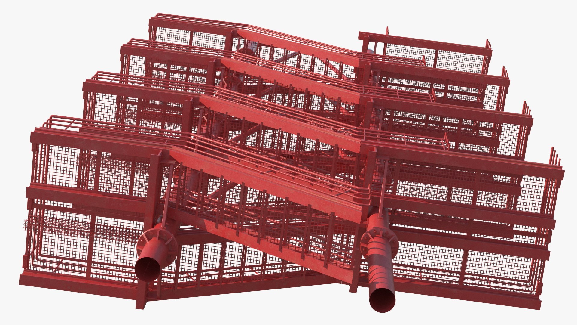 Modular Fire Escape Red 3D Model - TurboSquid 2276076