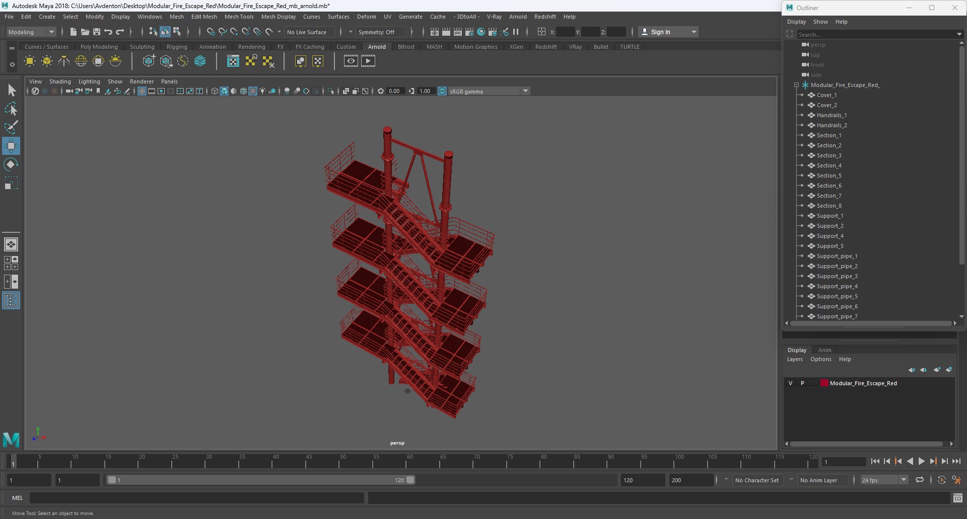 Modular Fire Escape Red 3D Model - TurboSquid 2276076