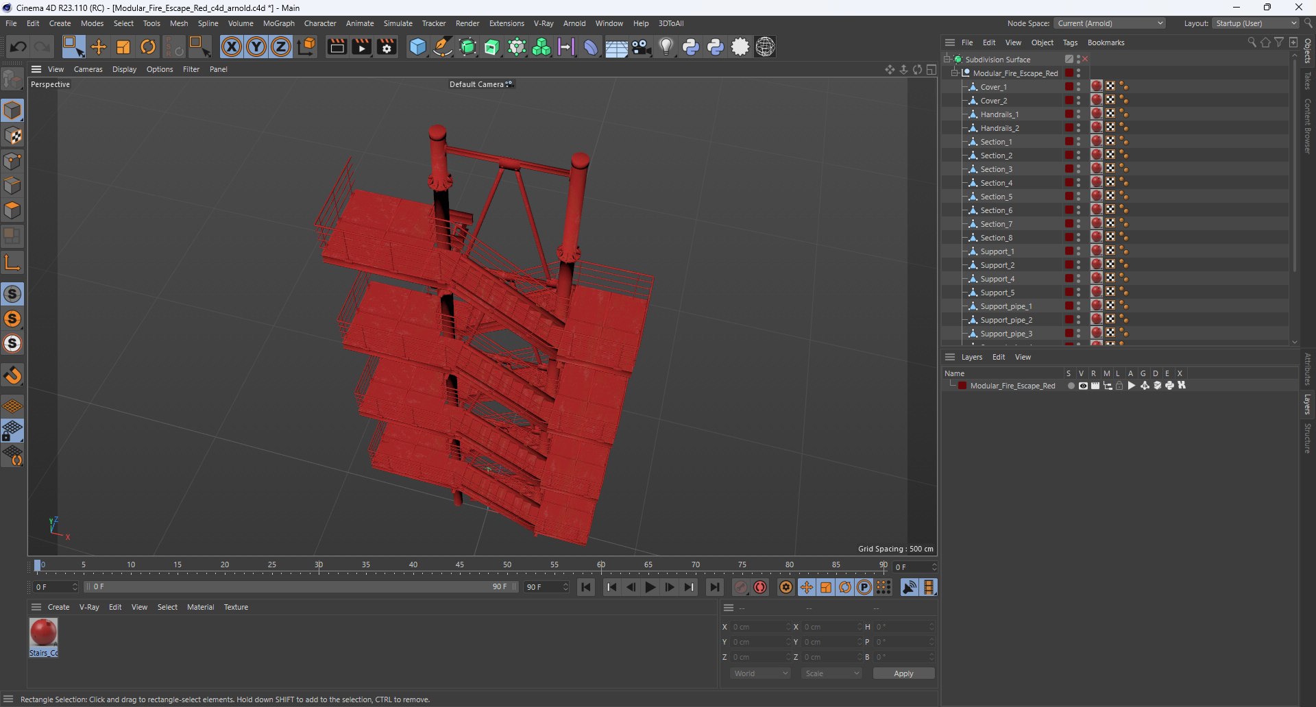 Modular Fire Escape Red 3D Model - TurboSquid 2276076